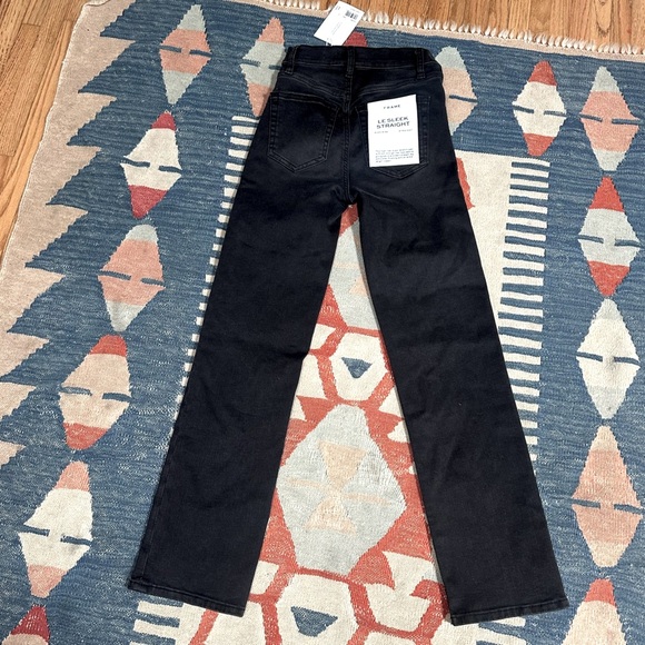 FRAME Le Sleek Straight Jeans In Kerry Dark Grey Black Luxury NWT - Picture 9 of 15